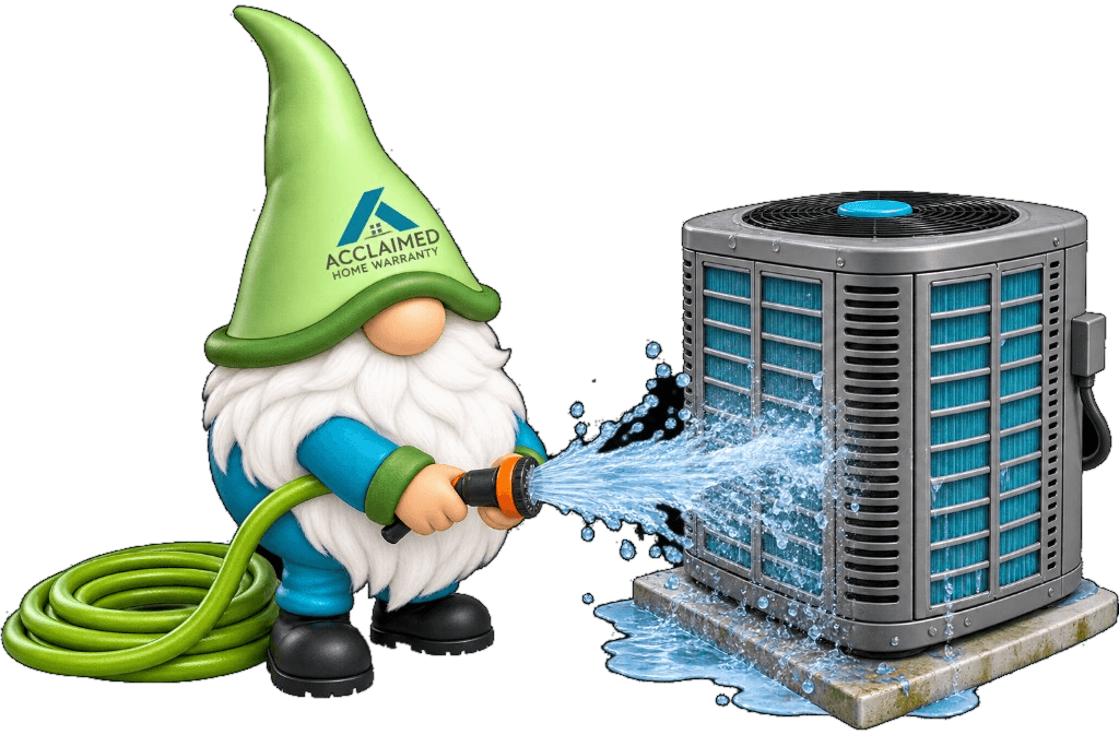 Norman rinsing an air conditioner